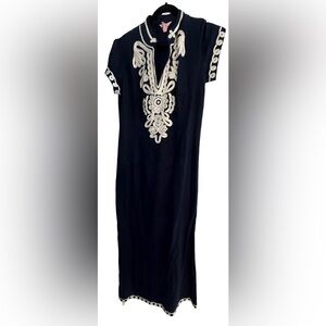 Lilly Pulitzer Dark navy  and Cream linen style  Dress